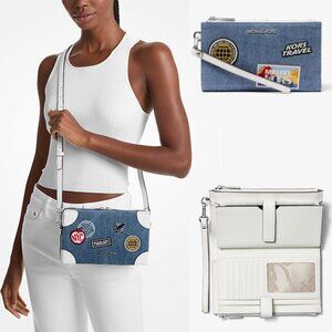 Michael Kors, Jeanie Denim Trunk Crossbody + Jet Set Travel Wallet Wristlet Set